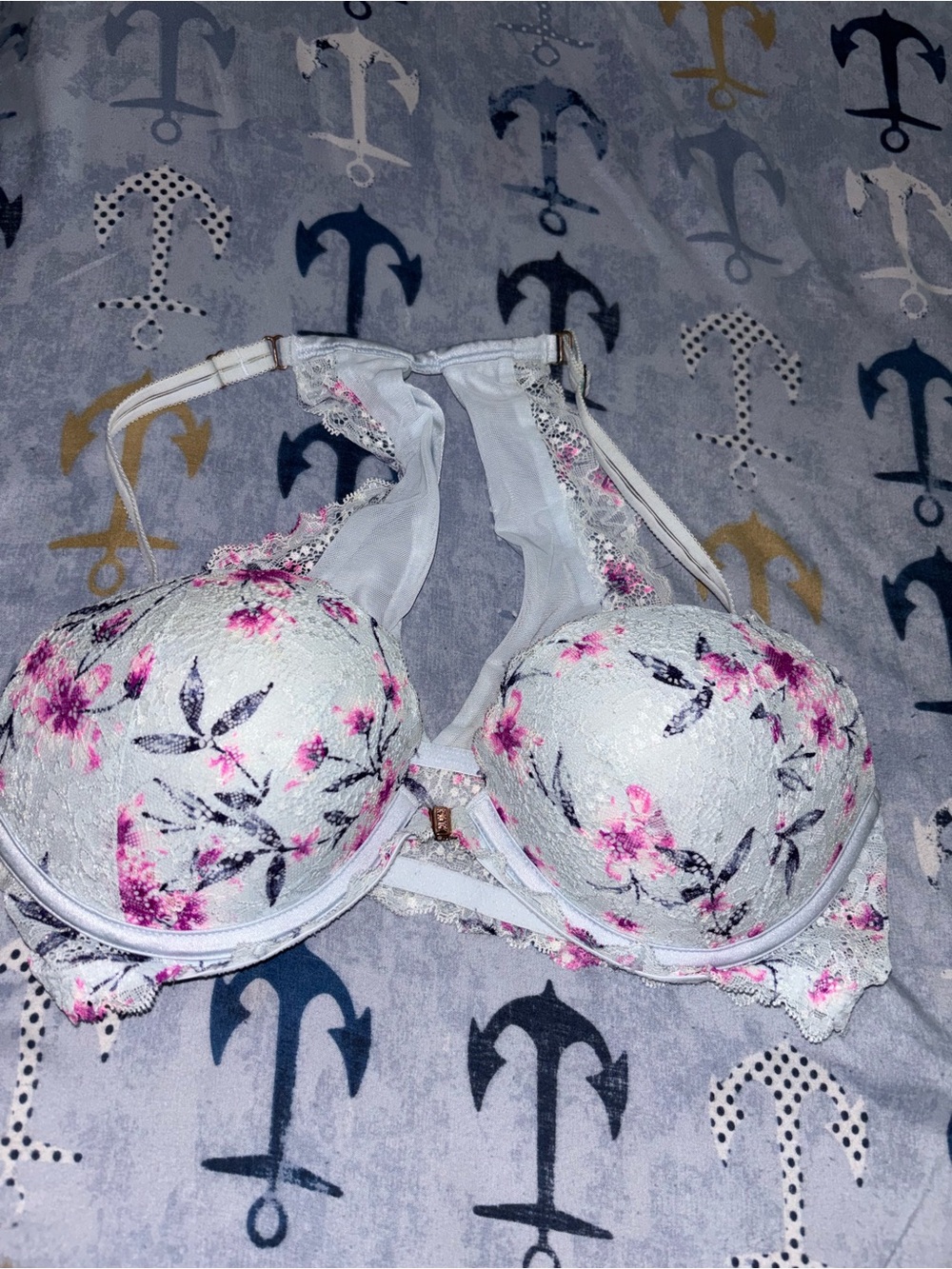 VICTORIAS SECRET VERY SEXY PUSH UP BRA 36C Blue Floral